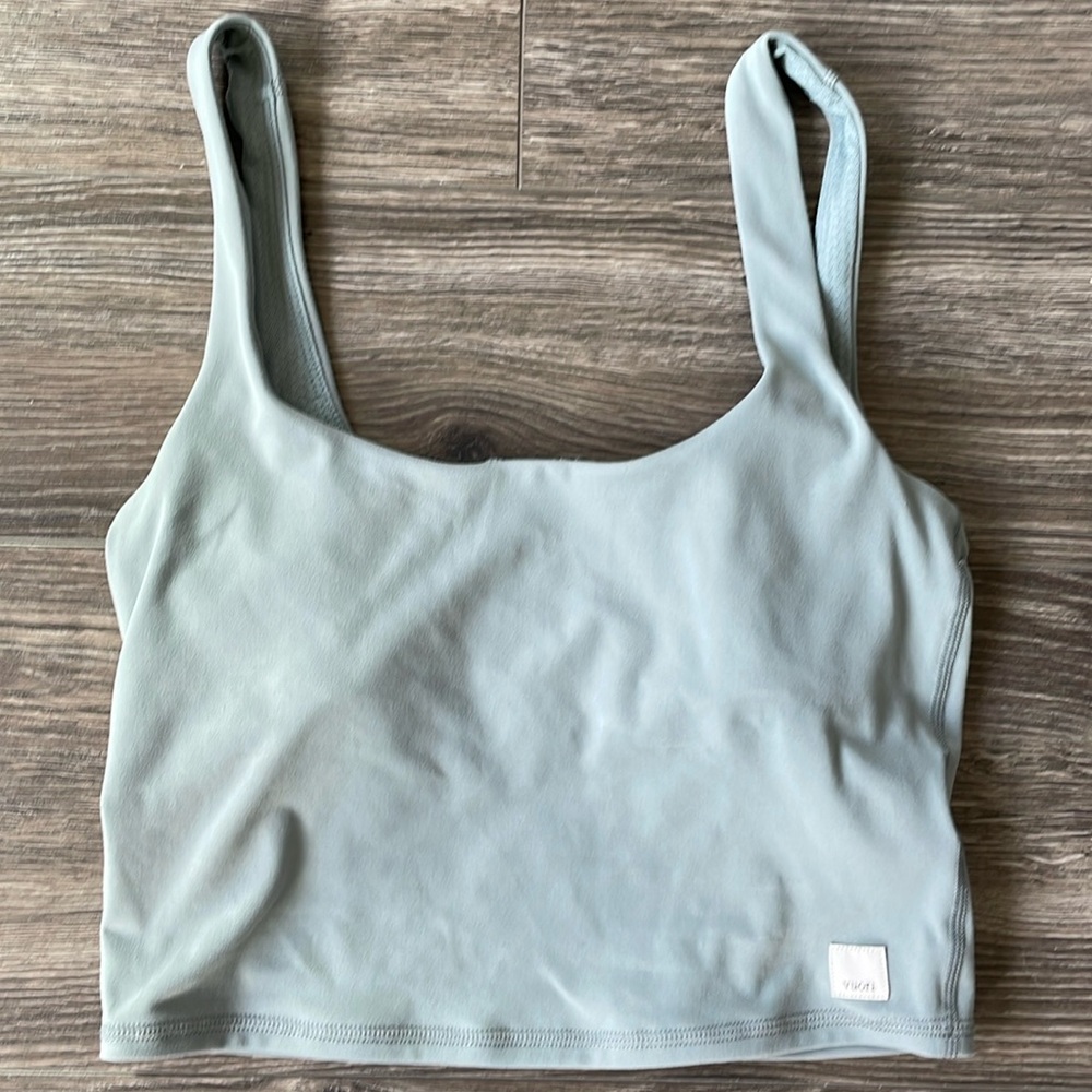 Vuori Daily Crop Tank Stormy Green Athleisure Stretch Size XS